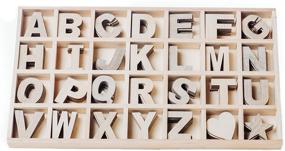 img 3 attached to 📦 Mega Box of 168 Craft Wood Letters, Assorted Natural Colors, Wood Alphabet Set, 2.125&#34; Tall - Inclusive of 6 Occurrences for Each Letter, Plus Hearts and Stars