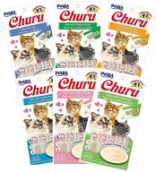 🐱 inaba churu lickable purée wet treat for cats - grain-free, preservative-free, vitamin e and green tea enriched - 6 flavor variety pack of 24 tubes logo