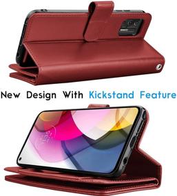 img 1 attached to 📱 Moto G Stylus 2021 Wallet Case with Detachable Magnetic Hard Cases - Red | Tekcoo Luxury PU Leather ID Cash Credit Card Slots Holder Carrying Pouch Folio Flip Cover