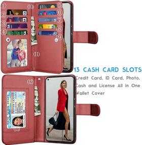 img 3 attached to 📱 Moto G Stylus 2021 Wallet Case with Detachable Magnetic Hard Cases - Red | Tekcoo Luxury PU Leather ID Cash Credit Card Slots Holder Carrying Pouch Folio Flip Cover