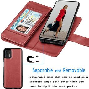 img 2 attached to 📱 Moto G Stylus 2021 Wallet Case with Detachable Magnetic Hard Cases - Red | Tekcoo Luxury PU Leather ID Cash Credit Card Slots Holder Carrying Pouch Folio Flip Cover