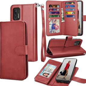 img 4 attached to 📱 Moto G Stylus 2021 Wallet Case with Detachable Magnetic Hard Cases - Red | Tekcoo Luxury PU Leather ID Cash Credit Card Slots Holder Carrying Pouch Folio Flip Cover