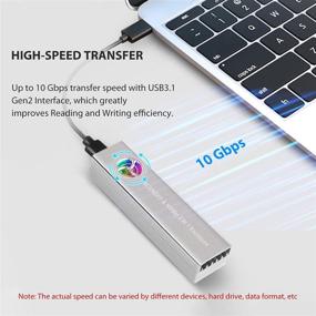 img 3 attached to M.2 NVMe & SATA NGFF Enclosure Adapter with RGB Fan - FIWWAT Dual Protocol USB3.1 GEN2 10Gbps Aluminum M.2 NVMe SSD Enclosure Up to 2TB Support M Key/B+M Key SSD 2230/2242/2260/2280 for Laptop, Phone, PS