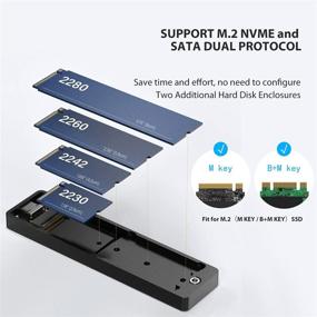 img 1 attached to M.2 NVMe & SATA NGFF Enclosure Adapter with RGB Fan - FIWWAT Dual Protocol USB3.1 GEN2 10Gbps Aluminum M.2 NVMe SSD Enclosure Up to 2TB Support M Key/B+M Key SSD 2230/2242/2260/2280 for Laptop, Phone, PS