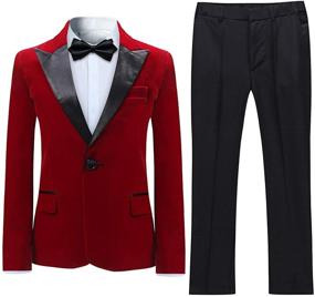 img 4 attached to 👔 Stylish Velvet Blazer: Boys' Formal Lapel Pieces Clothing