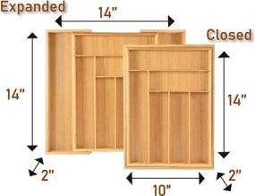 img 1 attached to 🗄️ Expandable Bamboo Drawer Organizer - Storage Drawers for Kitchen Organization, Utensil Organizer Drawer for Cutlery, Silverware, and Utensils