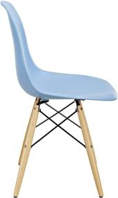 img 2 attached to 🔷 Modway Pyramid Mid-Century Modern Light Blue Kitchen and Dining Chair with Natural Wood Legs