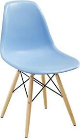 img 3 attached to 🔷 Modway Pyramid Mid-Century Modern Light Blue Kitchen and Dining Chair with Natural Wood Legs