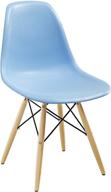 🔷 modway pyramid mid-century modern light blue kitchen and dining chair with natural wood legs логотип