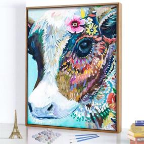 img 1 attached to 🎨 Colourful Cow DIY Oil Painting Kit - Acrylic Canvas Painting by Numbers for Adults and Kids - Home Wall Decor Arts Craft