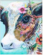 🎨 colourful cow diy oil painting kit - acrylic canvas painting by numbers for adults and kids - home wall decor arts craft logo