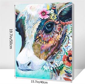 img 2 attached to 🎨 Colourful Cow DIY Oil Painting Kit - Acrylic Canvas Painting by Numbers for Adults and Kids - Home Wall Decor Arts Craft