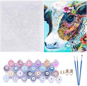 img 3 attached to 🎨 Colourful Cow DIY Oil Painting Kit - Acrylic Canvas Painting by Numbers for Adults and Kids - Home Wall Decor Arts Craft