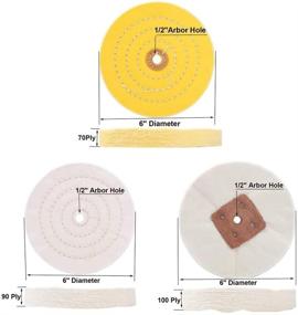 img 3 attached to 🔸 SCOTTCHEN Buffing Polishing Wheels 6" Arbor - Extra Thick Yellow, Fine, Soft - High Grade Cloth for Bench Grinder - 3pcs