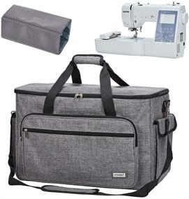 img 4 attached to 🧵 Premium Grey Sewing and Embroidery Machine Carrying Case with Shoulder Strap - Universal Tote Bag for Brother SE600, PE535 - Large Capacity, Multifunctional