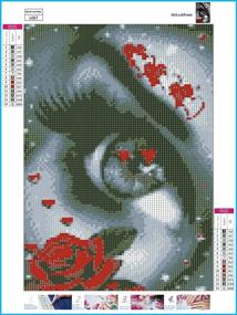 img 3 attached to Комплект для росписи "5D Полная вышивка Красная Роза и Глаз Драгоценная живопись": роспись по числам для взрослых, начинающим подходит дружелюбное к диамантовому искусству с точками Diamond Dotz, идеальное рукоделие для домашнего декора, гостиной, спальни - подарок размером 12х16 дюймов