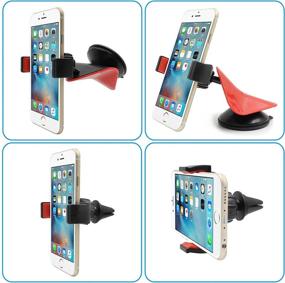 img 3 attached to 📱 Incart Car Mount - 3 in 1 Universal 360° Dashboard/Air Vent/Windshield Phone Holder Cradle for iPhone, Samsung, Nexus, Motorola, Sony, HTC, Droid, LG & Other Smartphones (Red)