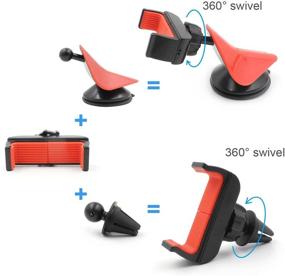 img 2 attached to 📱 Incart Car Mount - 3 in 1 Universal 360° Dashboard/Air Vent/Windshield Phone Holder Cradle for iPhone, Samsung, Nexus, Motorola, Sony, HTC, Droid, LG & Other Smartphones (Red)