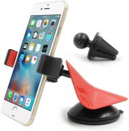 📱 incart car mount - 3 in 1 universal 360° dashboard/air vent/windshield phone holder cradle for iphone, samsung, nexus, motorola, sony, htc, droid, lg & other smartphones (red) logo