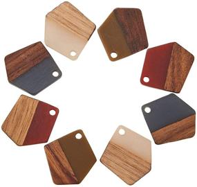 img 4 attached to 🌳 Airssory Walnut Wood Pendants - Vintage Resin Geometric Charms for Jewelry Making