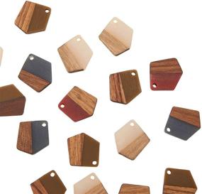 img 1 attached to 🌳 Airssory Walnut Wood Pendants - Vintage Resin Geometric Charms for Jewelry Making