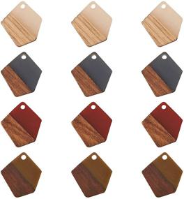 img 2 attached to 🌳 Airssory Walnut Wood Pendants - Vintage Resin Geometric Charms for Jewelry Making