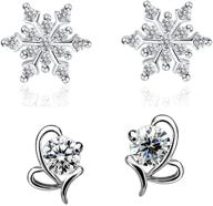 ❄️ stunning snowflake rhinestone stud earrings: perfect gift for thanksgiving, christmas, or anniversary logo