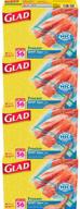 🔒 glad zipper food storage freezer bags - quart size - 224 bags total (4 packs of 56) - convenient & durable logo