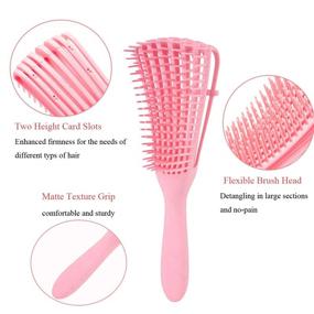 img 3 attached to Detangling Brush Set for Natural Hair: Curly, Afro, 3a to 4c, Kinky, Wavy, Wet or Dry, Long, Thick Hair - Pink and Black