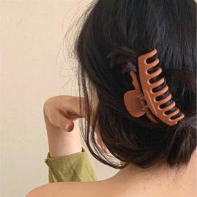 img 1 attached to 💇 LOVINSHOW 2 Pcs Big Hair Claws Clips: 4 Inch No-slip Grip Large Claw Clips for Women - Black & Brown