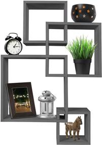 img 2 attached to 📦 Stylish and Functional Greenco 4 Cube Intersecting Wall Mounted Floating Shelves in Gray Finish