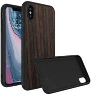 🦏 rhinoshield full impact protection case compatible with iphone x - solidsuit: military grade drop protection, slim design, wireless charging support, scratch resistant - black oak logo