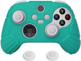 img 4 attached to 🎮 eXtremeRate Aqua Green Ergonomic Anti-Slip Silicone Case Cover for Xbox Series S/X Controller - PlayVital Guardian Edition. Includes Rubber Protector Skins & White Joystick Caps