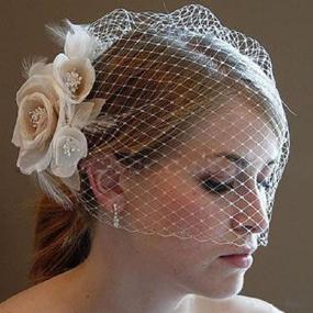 img 4 attached to Kercisbeauty Bridal Flower Face Birdcage Single Layer Lace Veil in Champagne White – Hair Comb, Chapel, Dancing, Prom, Halloween – Custom Hair Accessories