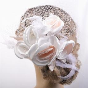 img 3 attached to Bridal Flower Face Birdcage Single Layer Lace Veil in Champagne White – Hair Comb, Chapel, Dancing, Prom, Halloween – Custom Hair Accessories" - "Вуаль на лицо из белого шампанского с одним слоем кружева, украшенная цветами на голову – расчёска для волос, часовня, танцы, выпускной, Хэллоуин – индивидуальные аксессуары для волос