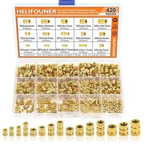 img 4 attached to 🔩 HELIFOUNER 420 PCS Brass Knurled Nuts Assortment Kit - M2 M3 M4 M5 Threaded Insert Embedment Nuts