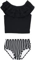 👙 rufflebutts crop peplum tankini swimsuit set for baby/toddler girls with ruffles - 2 piece logo