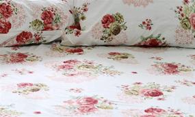 img 2 attached to 🌺 jaycorner 1800 Series Beautiful Bedding: Super Soft Egyptian Comfort Sheet Set in Cottage Floral Red & Olive (Queen)