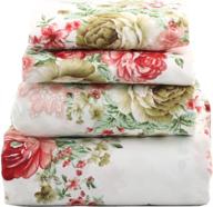 🌺 jaycorner 1800 series beautiful bedding: super soft egyptian comfort sheet set in cottage floral red & olive (queen) logo