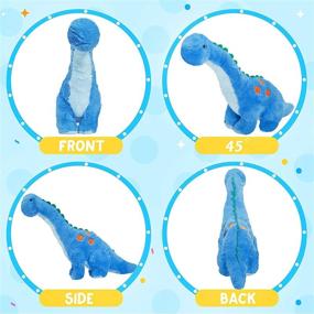 img 2 attached to 🦕 Houwsbaby Light Up Dinosaur Diplodocus Stuffed Animal: Glow Pillow Plush Toy with LED Lights - Perfect Birthday Gift for Kids, Toddler Girls and Boys - Blue, 10.5’’