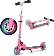 🛴 hikole foldable adjustable height kick scooter for kids with led light up pu flashing wheels - ideal birthday gifts for boys and girls ages 4-12 years old logo