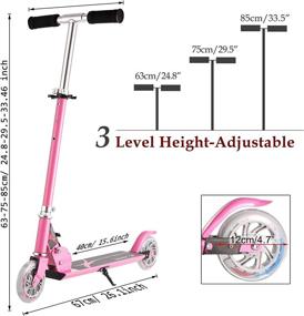 img 3 attached to 🛴 Hikole Foldable Adjustable Height Kick Scooter for Kids with LED Light Up PU Flashing Wheels - Ideal Birthday Gifts for Boys and Girls Ages 4-12 Years Old