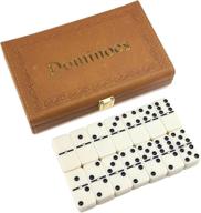 dominoes set tiles games leatherette logo
