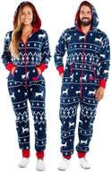 🧥 cozy blue fair isle jumpsuit by tipsy elves: ugly christmas sweater-inspired attire for men and women logo