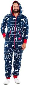 img 3 attached to 🧥 Cozy Blue Fair Isle Jumpsuit by Tipsy Elves: Ugly Christmas Sweater-Inspired Attire for Men and Women