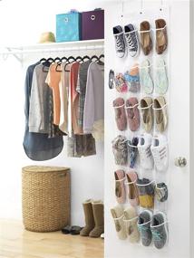 img 3 attached to Clear Door Shoe Bag Hanging Organizer by Whitmor - 12 Pair Capacity with 24 Oversized Pockets