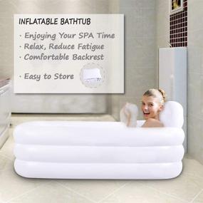 img 3 attached to 🛁 HIWENA Portable Inflatable Bathtub - Durable White Soaking Bath Tub with Large Backrest, Freestanding Pool for Home Spa or Bathroom Relaxation