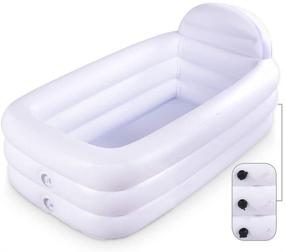 img 4 attached to 🛁 HIWENA Portable Inflatable Bathtub - Durable White Soaking Bath Tub with Large Backrest, Freestanding Pool for Home Spa or Bathroom Relaxation