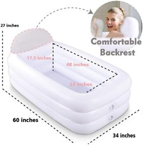 img 2 attached to 🛁 HIWENA Portable Inflatable Bathtub - Durable White Soaking Bath Tub with Large Backrest, Freestanding Pool for Home Spa or Bathroom Relaxation