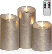 🕯️ silver battery operated candles: real wax, flickering flame, remote control & timer - set of 3 for home decoration логотип